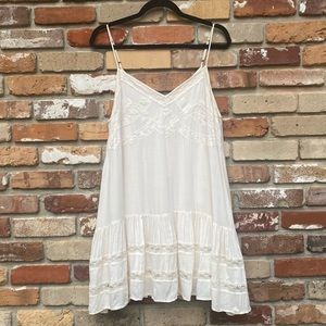 Airy Ivory Tank Sundress with Lace Inlay—Size Small